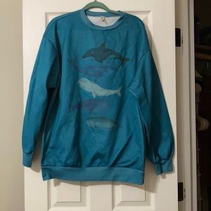 green oversized whale sweatshirt perfect for fall!
